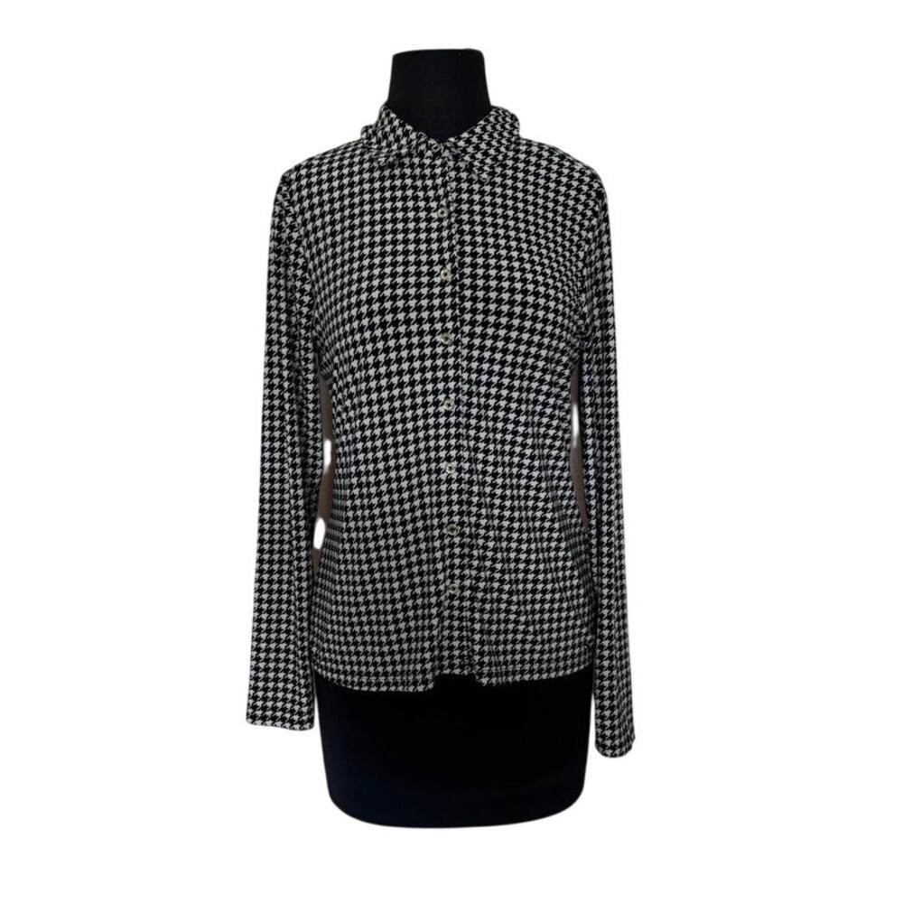 Tommy Hilfiger Black and White Houndstooth Button Up - S